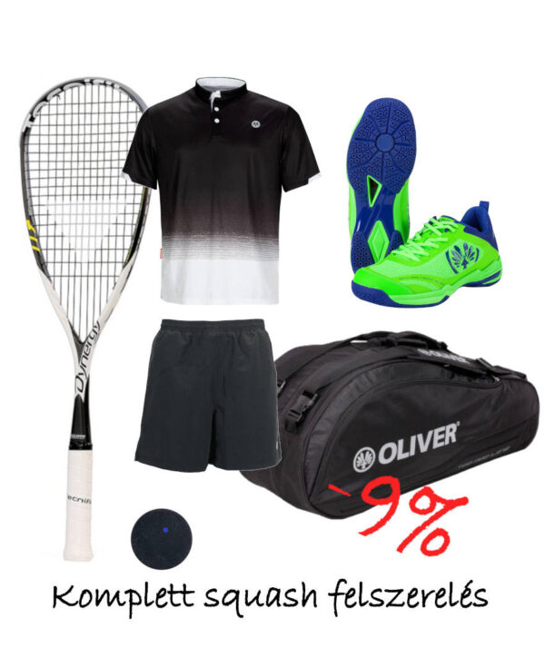 Komplett squash felszerelés | fallabda ütő, nadrág, póló, táska, labda | squashuto.hu